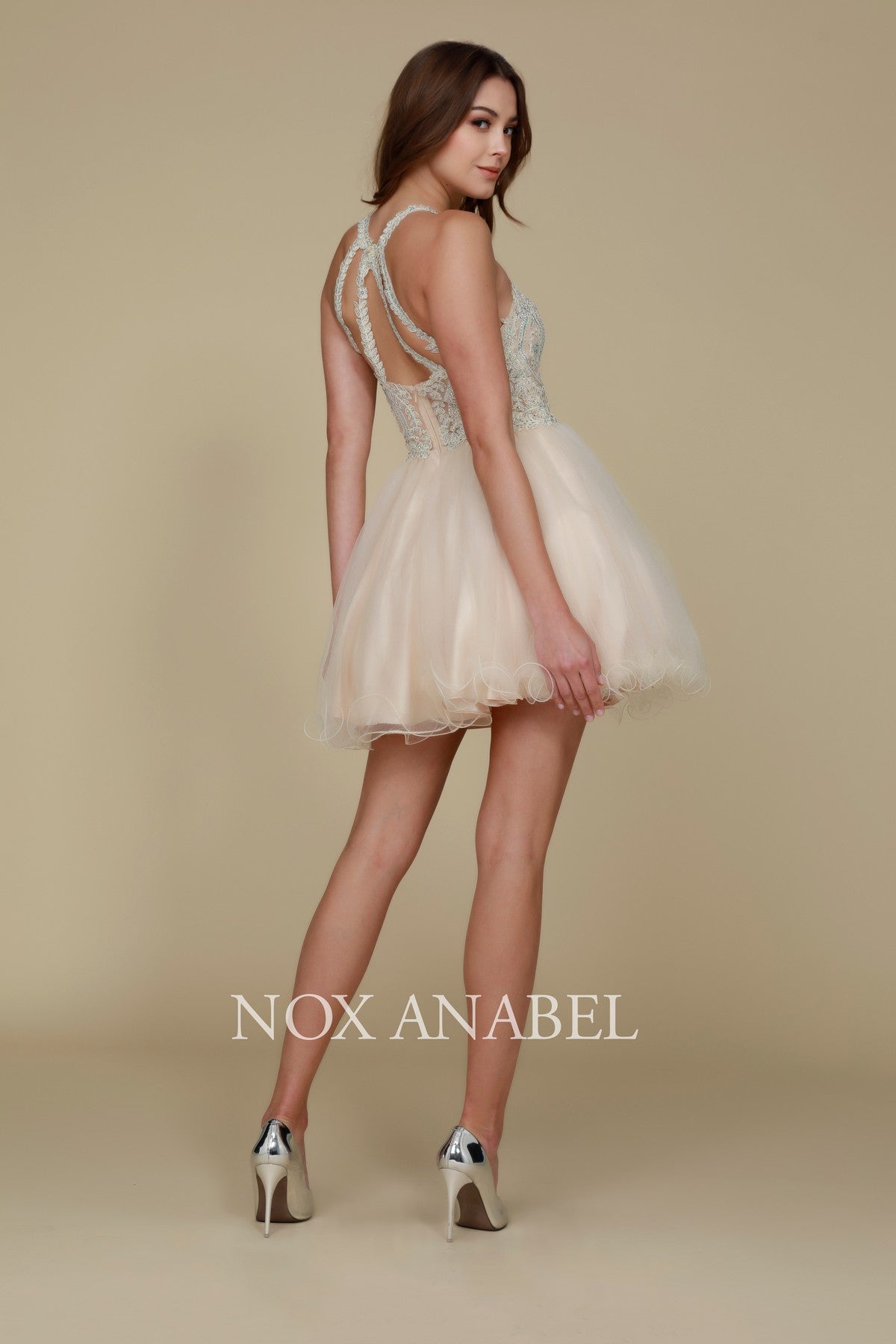 Nox Anabel B 652 Short Halter Style Tulle Party or Prom Dress
