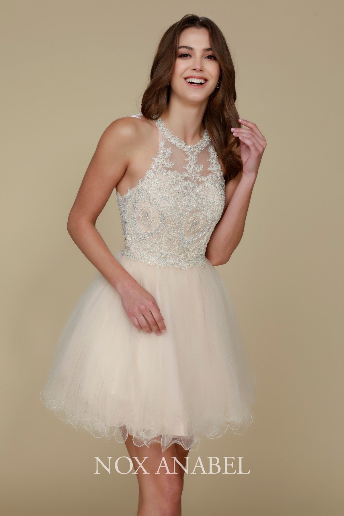 Nox Anabel B 652 Short Halter Style Tulle Party or Prom Dress