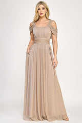 Lenovia 5327 Bridesmaid Dress in Foil Fabric with Cold Shoulder Styling