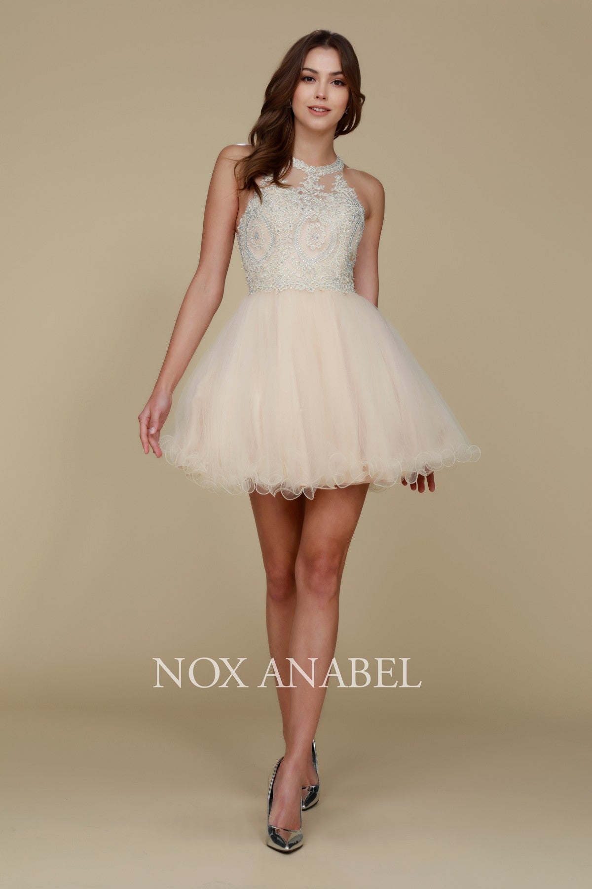 Nox Anabel B 652 Short Halter Style Tulle Party or Prom Dress