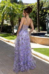 MayQueen 2211 Layered Chiffon Print Prom Gown With 3D Petals