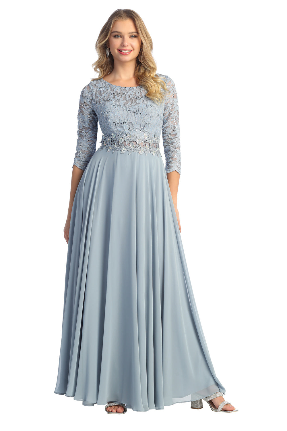 Cindy Collection 1608 Lace and Chiffon Long Mother of the Bride Gown