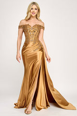Lenovia 8397 Embroidered Fitted Satin Prom Or Formal Gown