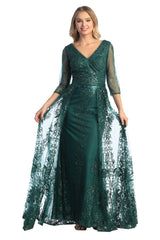 Cindy Collection 50445 Mother of the Bride Gown With Embroidered Overlay