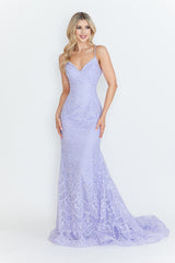 Lenovia 8338 Embroidered Lace Formal Prom Gown