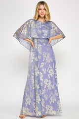 Lenovia 5330 Floral Foil Poncho Formal Gown