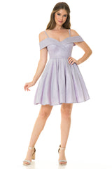 Lenovia 5228 Short Stretch Metallic Sweetheart Homecoming Dress