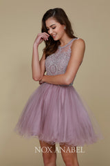 Nox Anabel B 652 Short Halter Style Tulle Party or Prom Dress