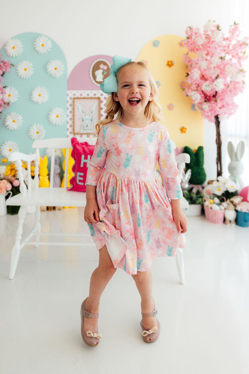Mila & Rose Preppy Peeps 3/4 Sleeve Pocket Twirl Dress