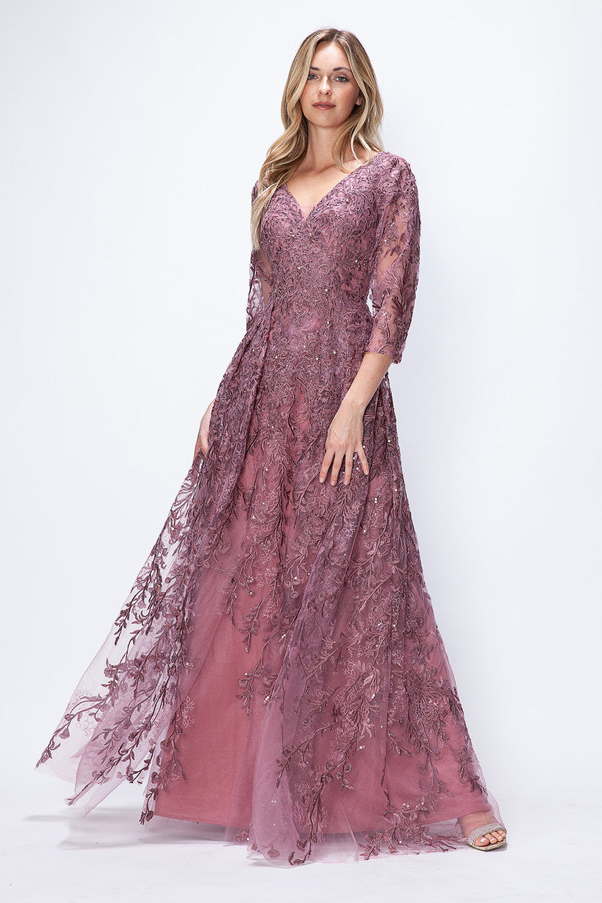 Lenovia 8356 Embroidered Mesh Mother of the Bride or Groom Gown