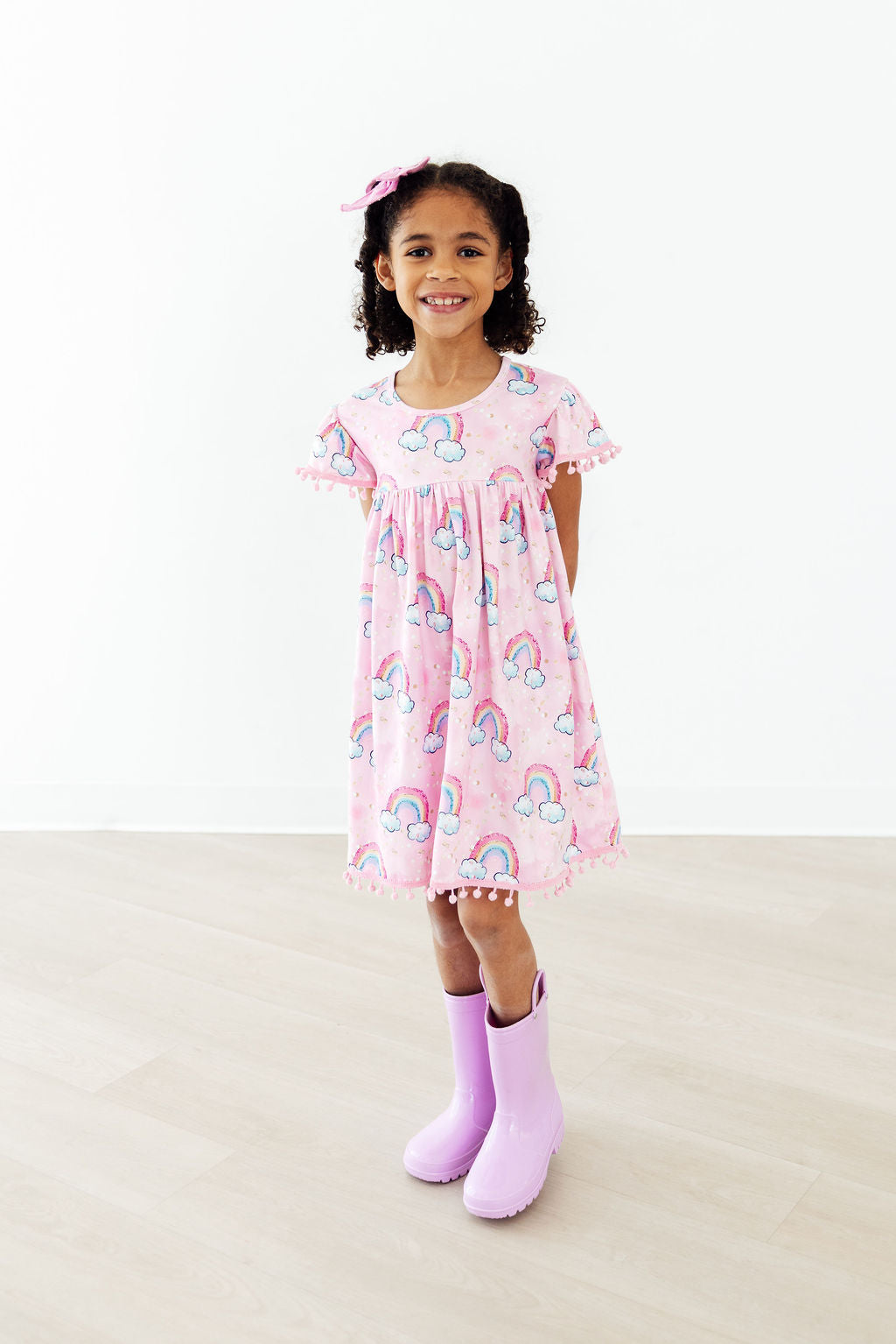 Mila & Rose Sparkling Rainbows Pom Pom Dress