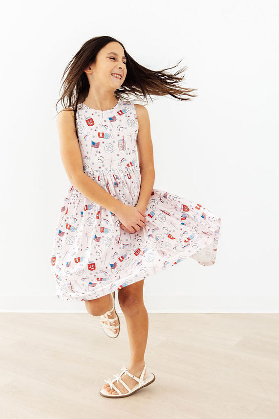 Mila & Rose Born in the USA Tank Summer Twirl Dress For Girls