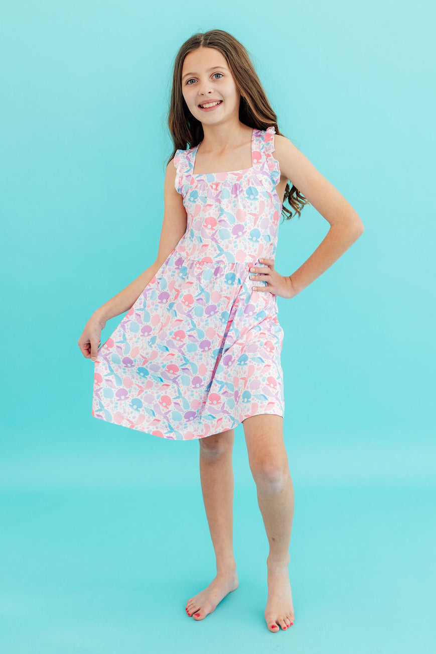 Mila & Rose Mermaid Tails Ruffle Cross Back Dress For Girls