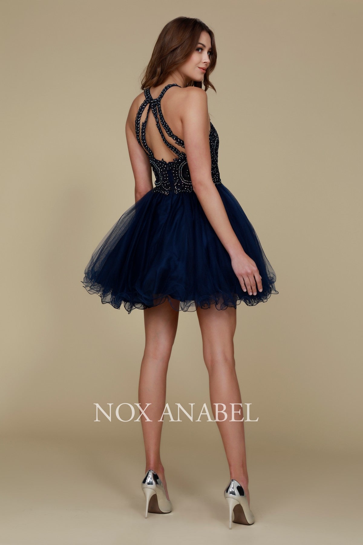 Nox Anabel B 652 Short Halter Style Tulle Party or Prom Dress