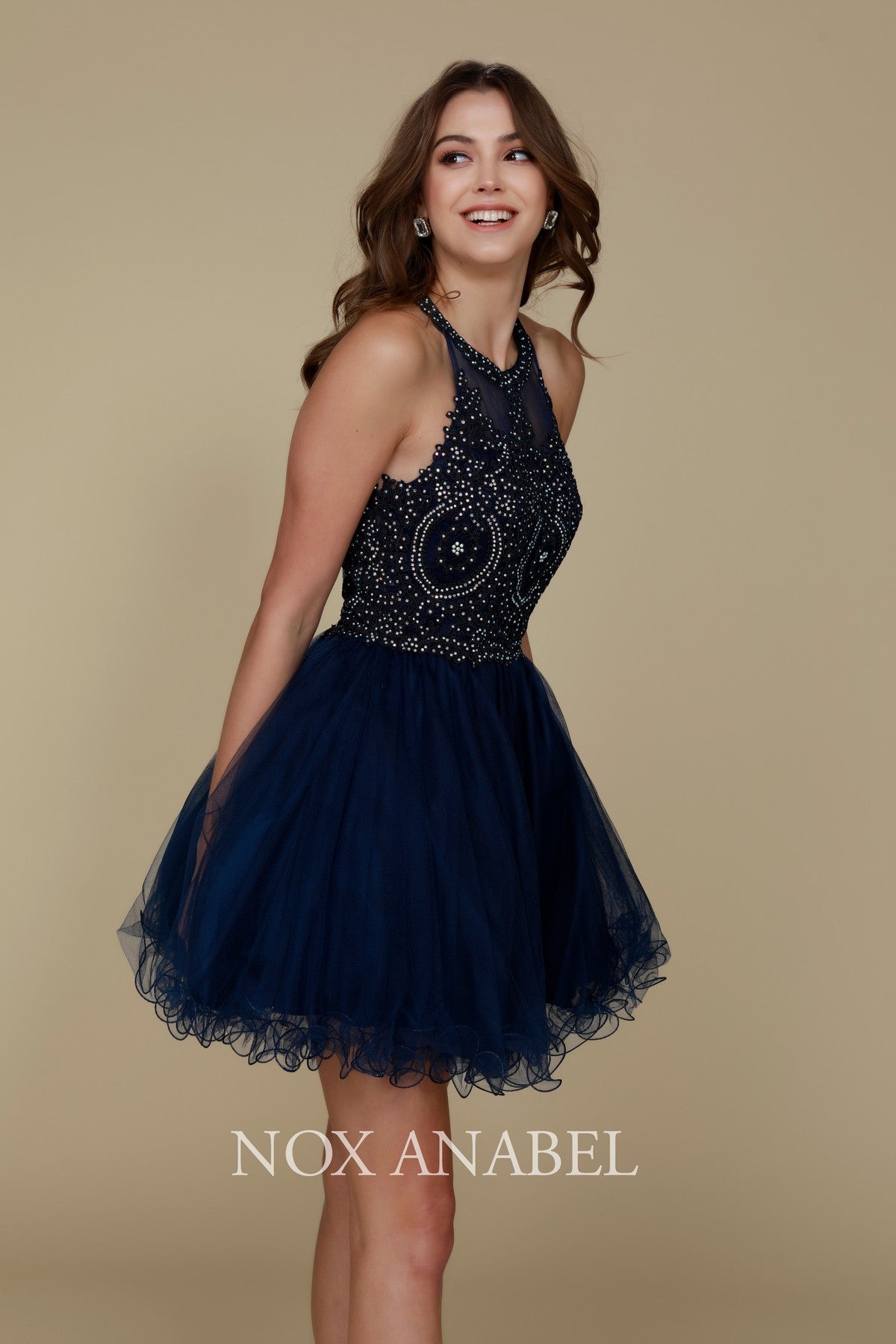 Nox Anabel B 652 Short Halter Style Tulle Party or Prom Dress