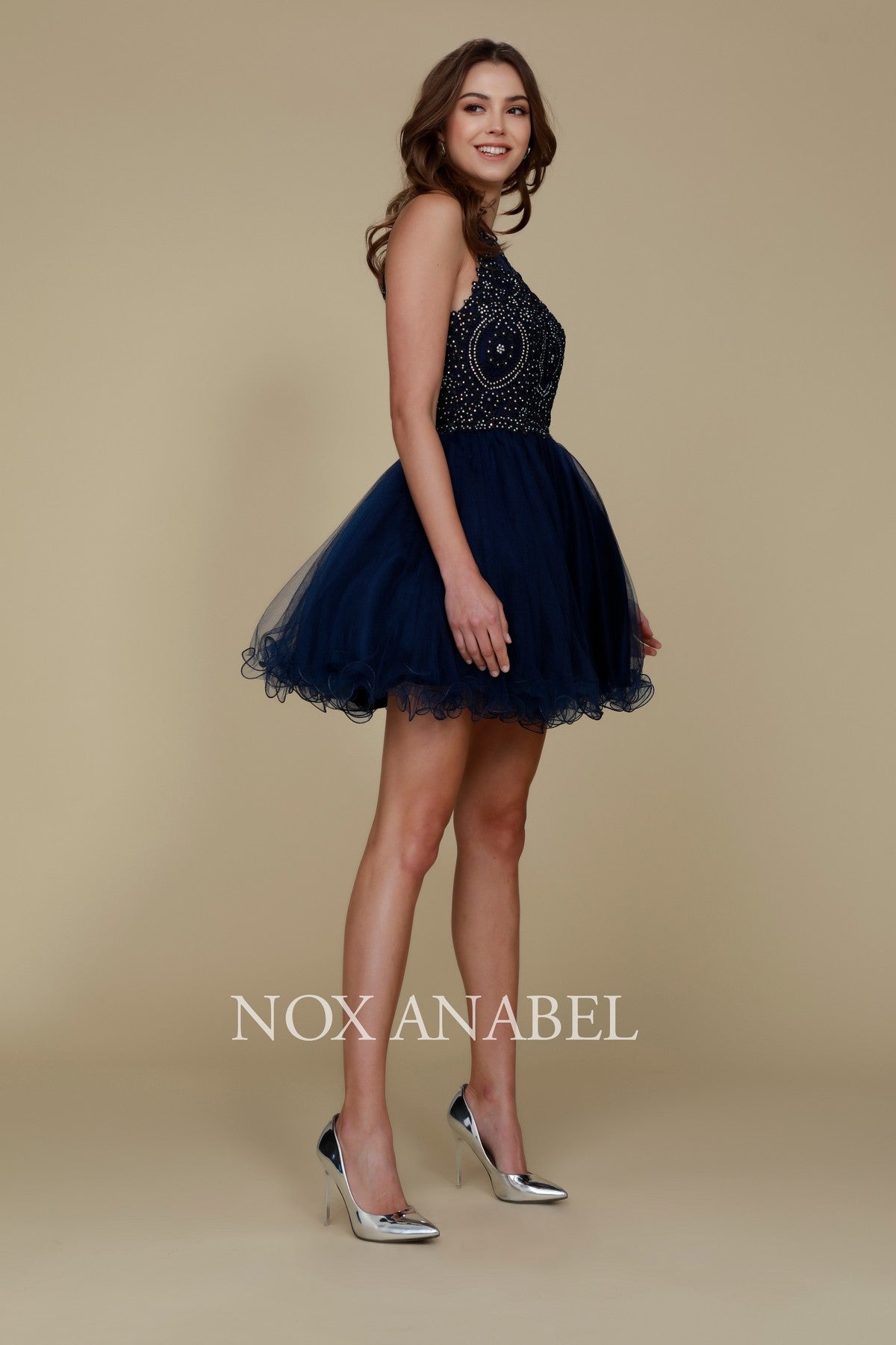 Nox Anabel B 652 Short Halter Style Tulle Party or Prom Dress