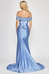 Lenovia 8353 Embroidered Sateen Wrap Style Look Prom or Formal Gown