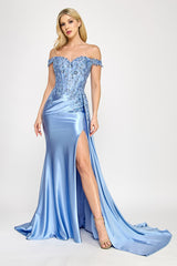 Lenovia 8397 Embroidered Fitted Satin Prom Or Formal Gown