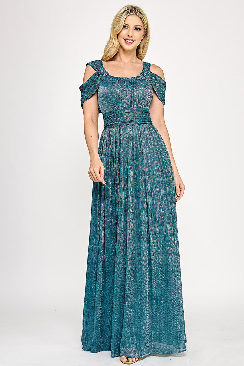 Lenovia 5327 Bridesmaid Dress in Foil Fabric with Cold Shoulder Styling