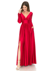 Lenovia 5231 Stretch Satin Bridesmaid Dress With Sleeves & Pockets