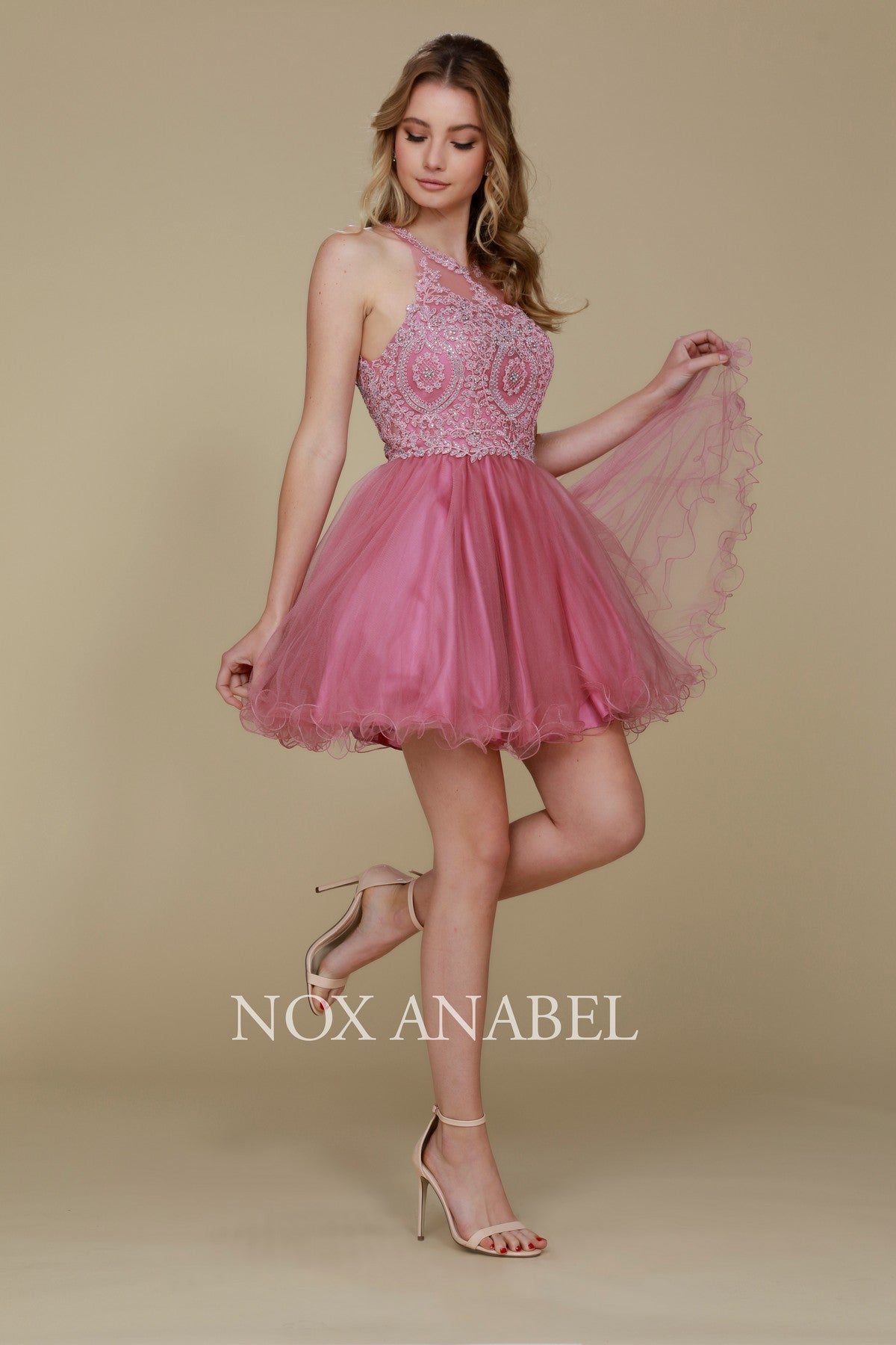 Nox Anabel B 652 Short Halter Style Tulle Party or Prom Dress