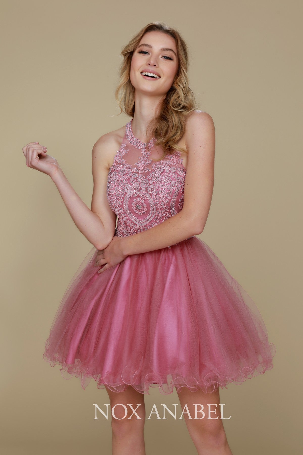 Nox Anabel B 652 Short Halter Style Tulle Party or Prom Dress