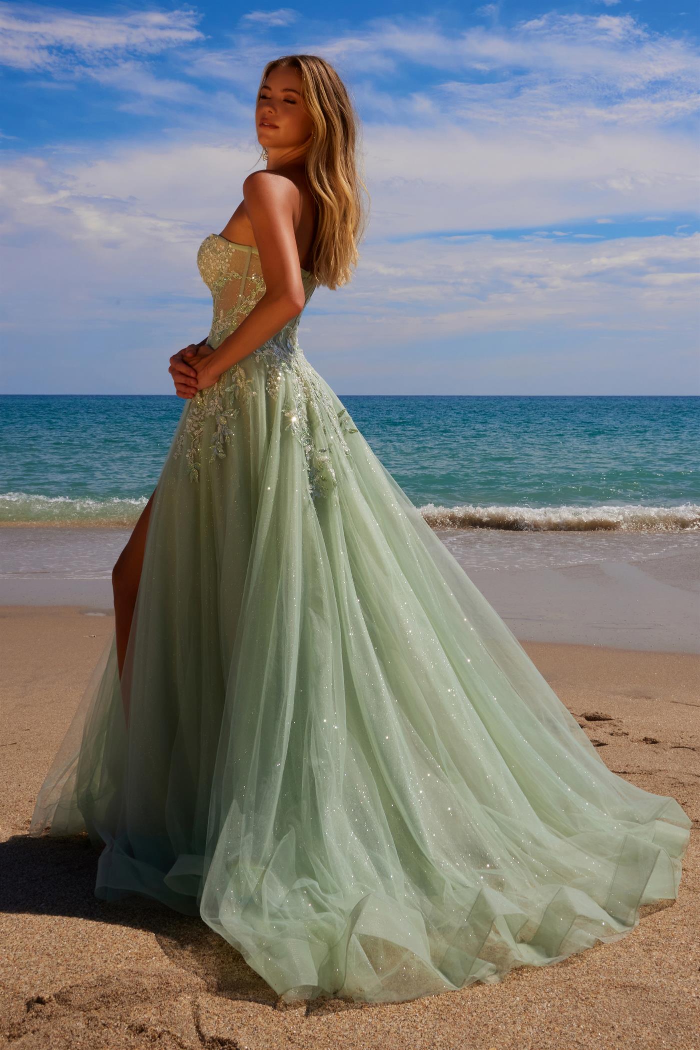 Nox Anabel 1371-G Glitter Tulle and Lace Prom Gown