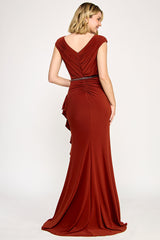 Lenovia 8374 Wrap Style Bridesmaid Formal Dress