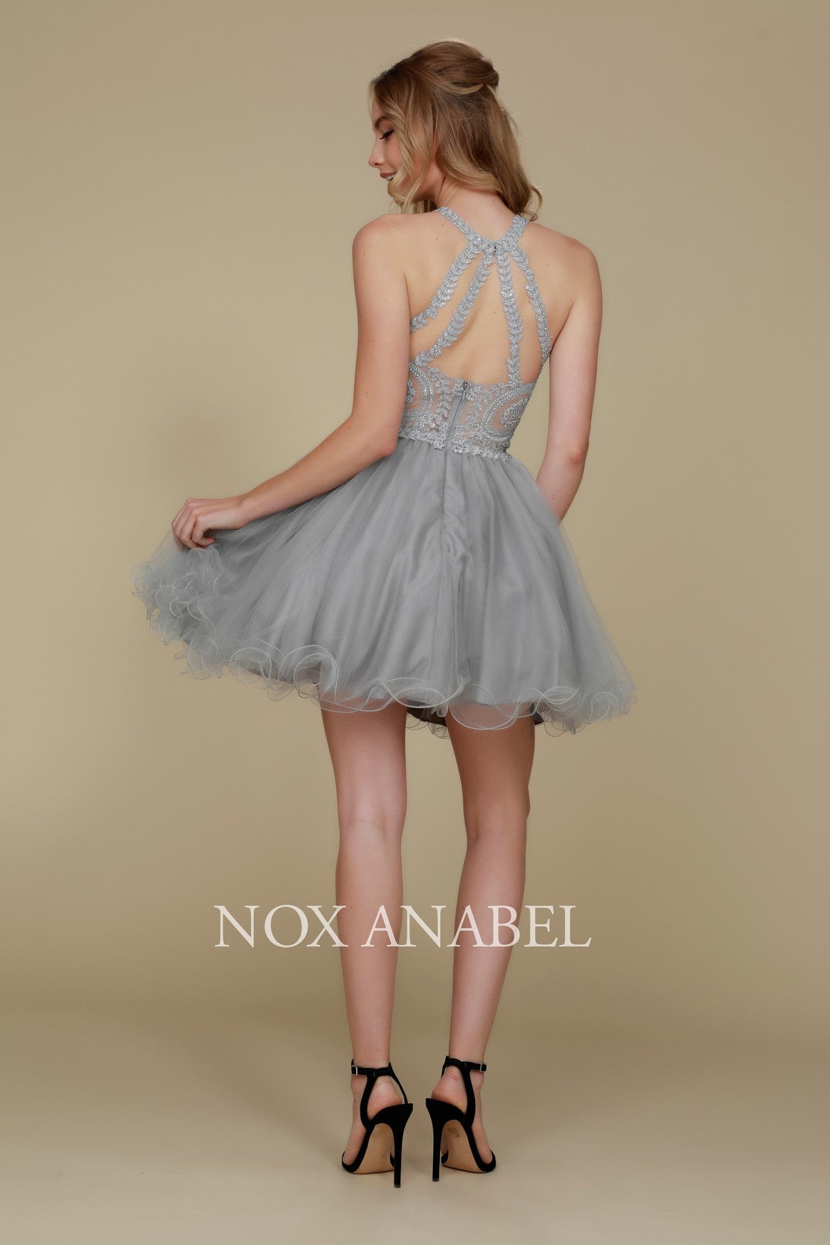 Nox Anabel B 652 Short Halter Style Tulle Party or Prom Dress