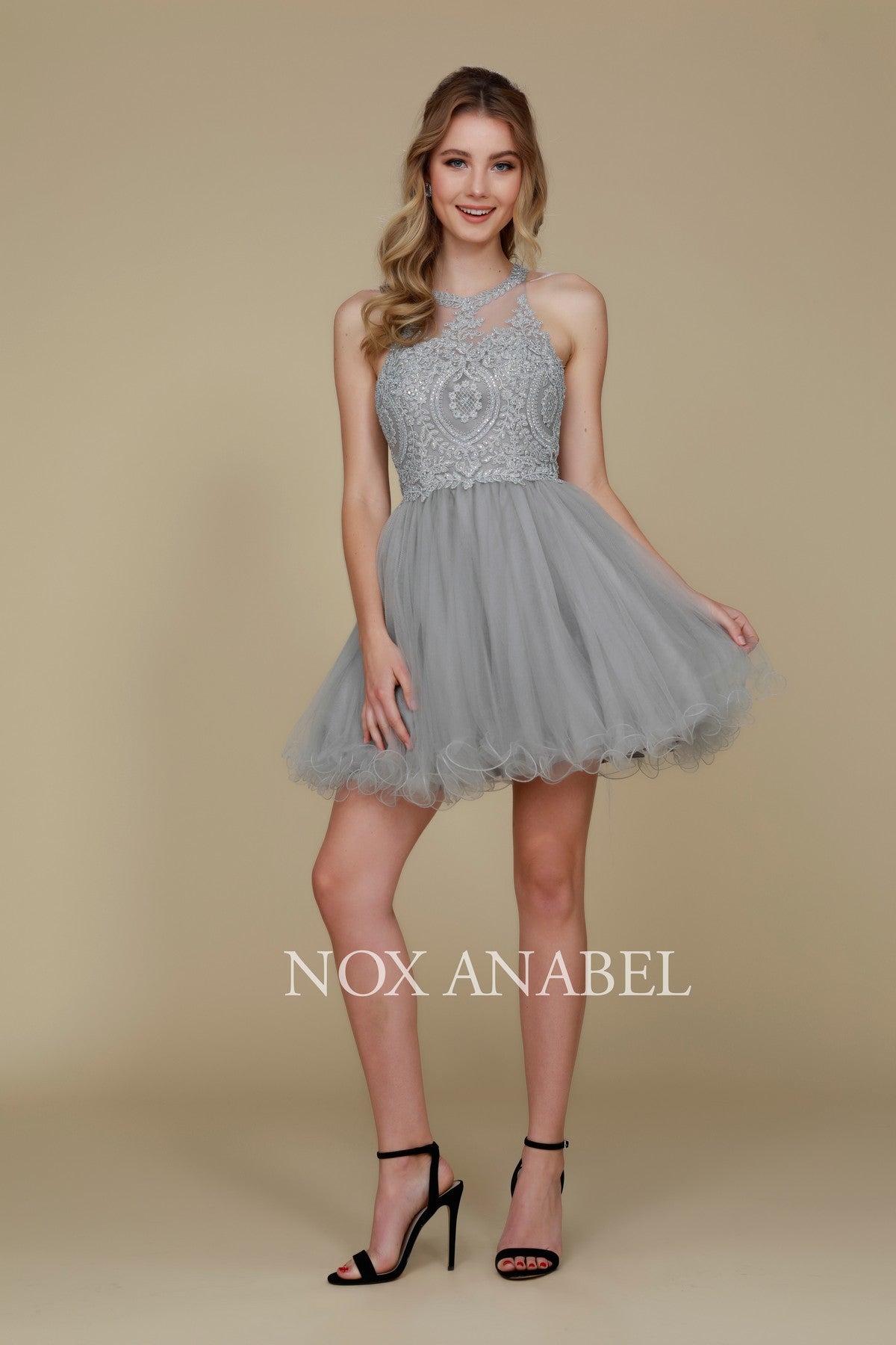Nox Anabel B 652 Short Halter Style Tulle Party or Prom Dress