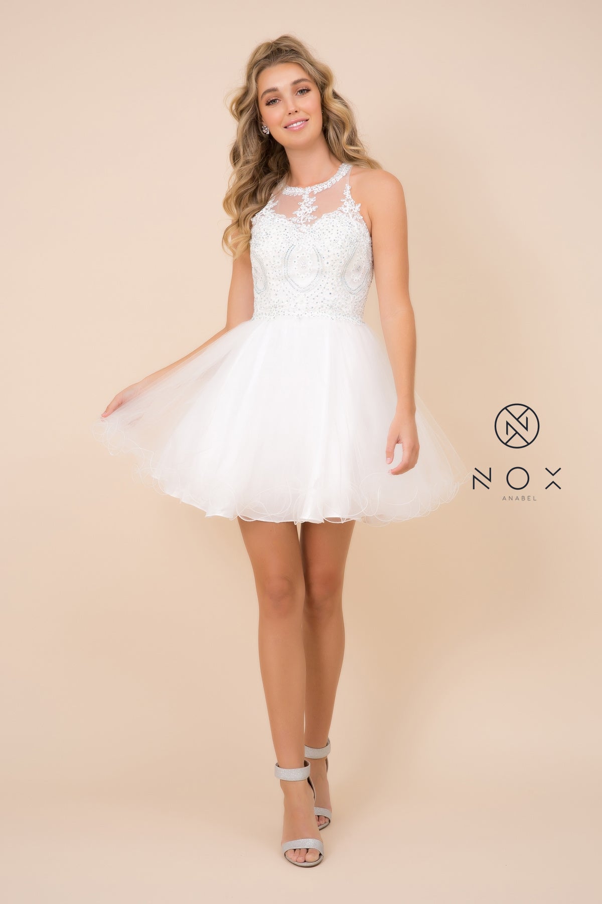 Nox Anabel B 652 Short Halter Style Tulle Party or Prom Dress